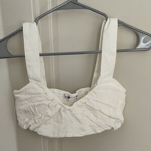 Zara White Textured Crop Top Size XS